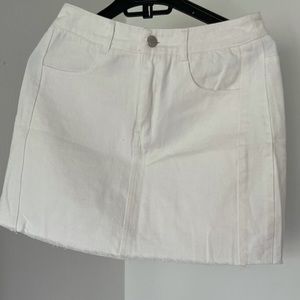 Mini white denim skirt
